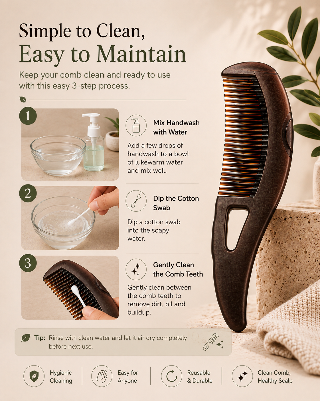 Brinsel Dandruff Removal Comb – Scalp & Hair Care